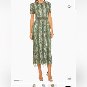 Cocktail Geometric Beaded Midi-Dress